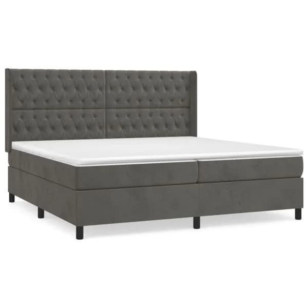 vidaXL Cama com Molas/colchão 200x200 cm Veludo Cinzento-escuro - 3008900308