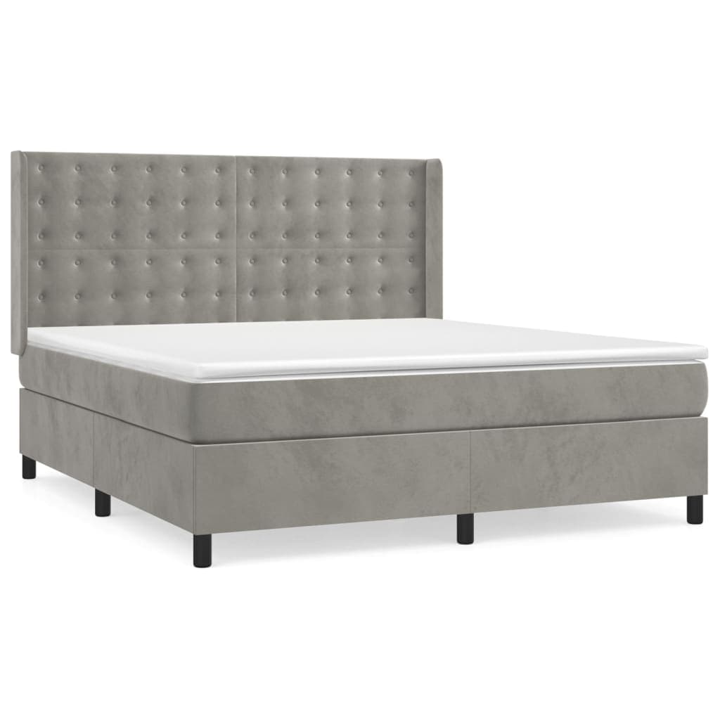 vidaXL Cama com molas/colchão 180x200 cm veludo cinzento-claro