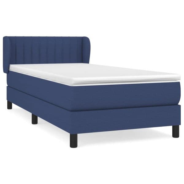 vidaXL Cama com Molas/colchão 100x200 cm Tecido Azul - 2473322609