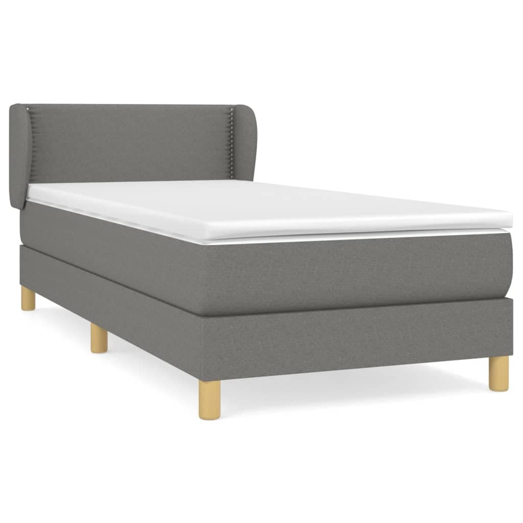 vidaXL Cama com molas/colchão 90x200 cm tecido cinzento-escuro