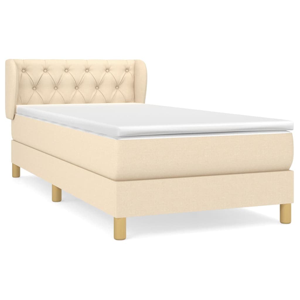 vidaXL Cama com Molas/colchão 80x200 cm Tecido Cor Crème - 2434944970