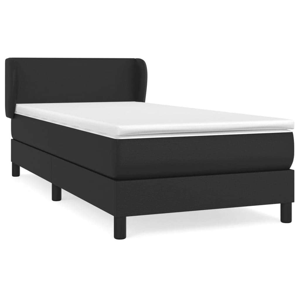vidaXL Cama com molas/colchão 80x200 cm couro artificial preto