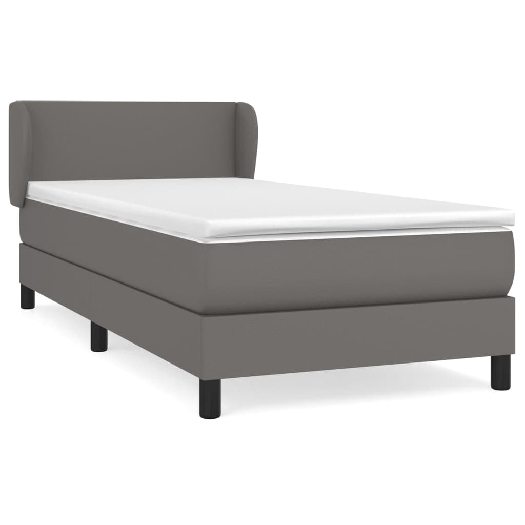 vidaXL Cama com Molas/colchão 80x200 cm Couro Artificial Cinza - 1605620673