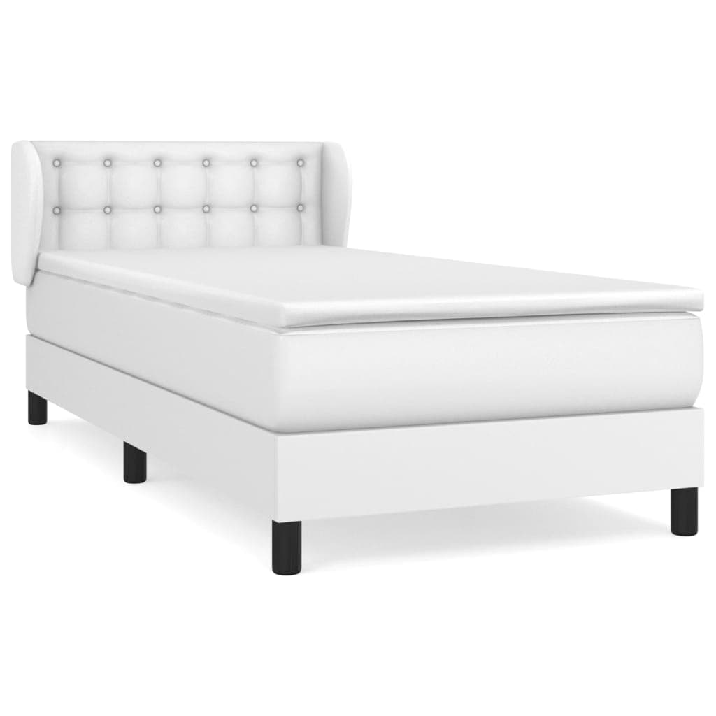 vidaXL Cama com Molas/colchão 100x200 cm Couro Artificial Branco - 1141499124