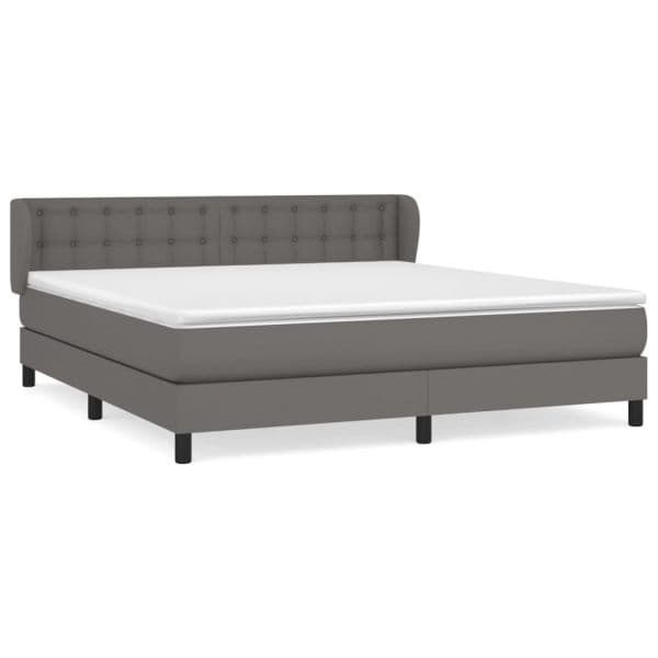 vidaXL Cama com Molas/colchão 160x200 cm Couro Artificial Cinzento - 3595936647