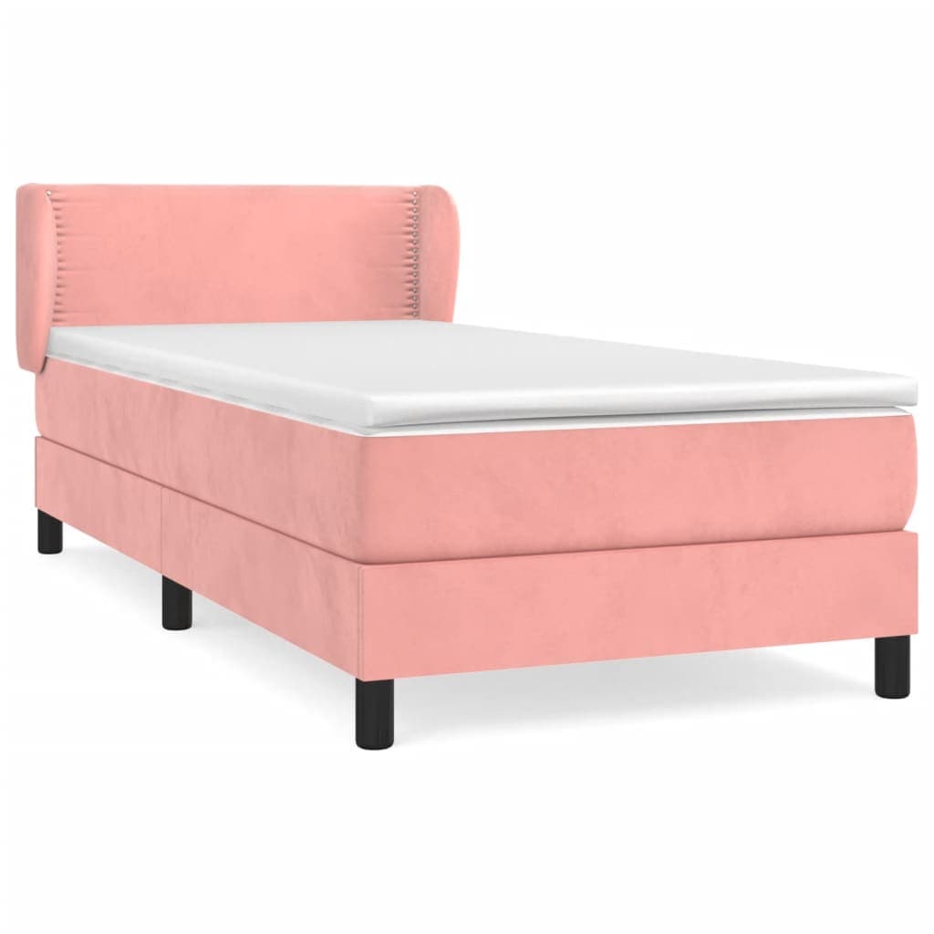 vidaXL Cama com Molas/colchão 100x200 cm Veludo Rosa - 1242817720