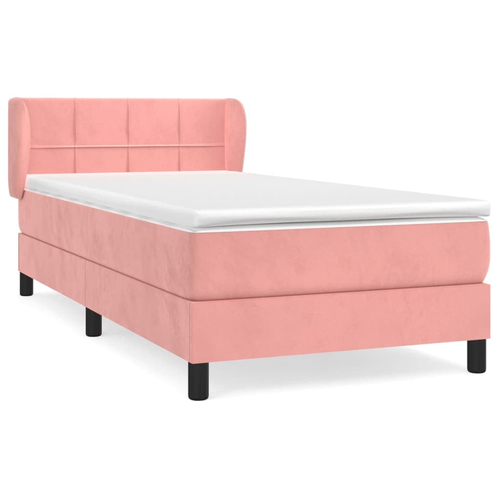 vidaXL Cama com molas/colchão 90x190 cm veludo rosa