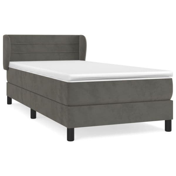 vidaXL Cama com Molas/colchão 80x200 cm Veludo Cinza-escuro - 1848071550