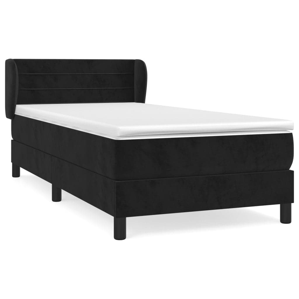 vidaXL Cama com Molas/colchão 80x200 cm Veludo Preto - 421553640