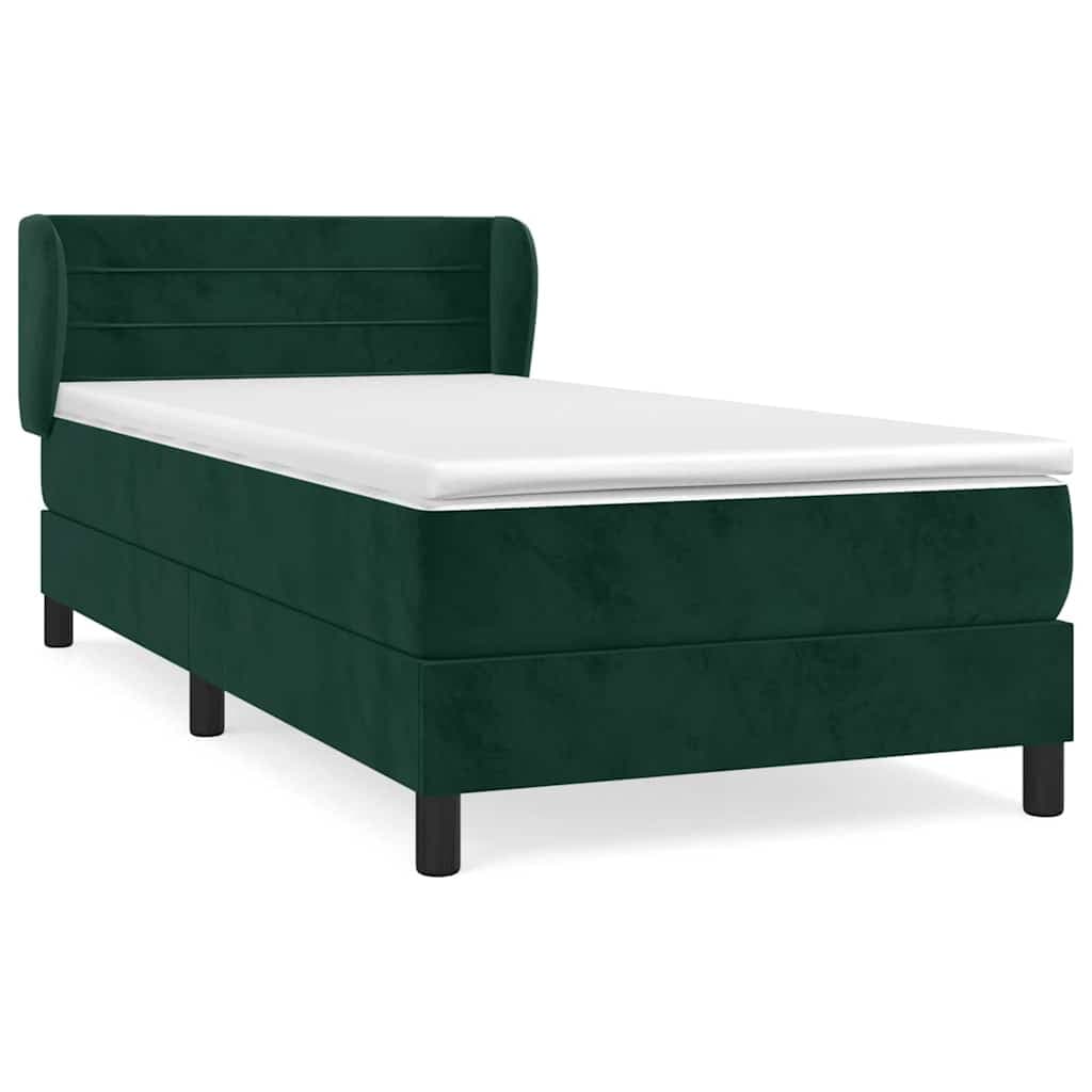 vidaXL Cama com molas/colchão 80x200 cm veludo verde-escuro