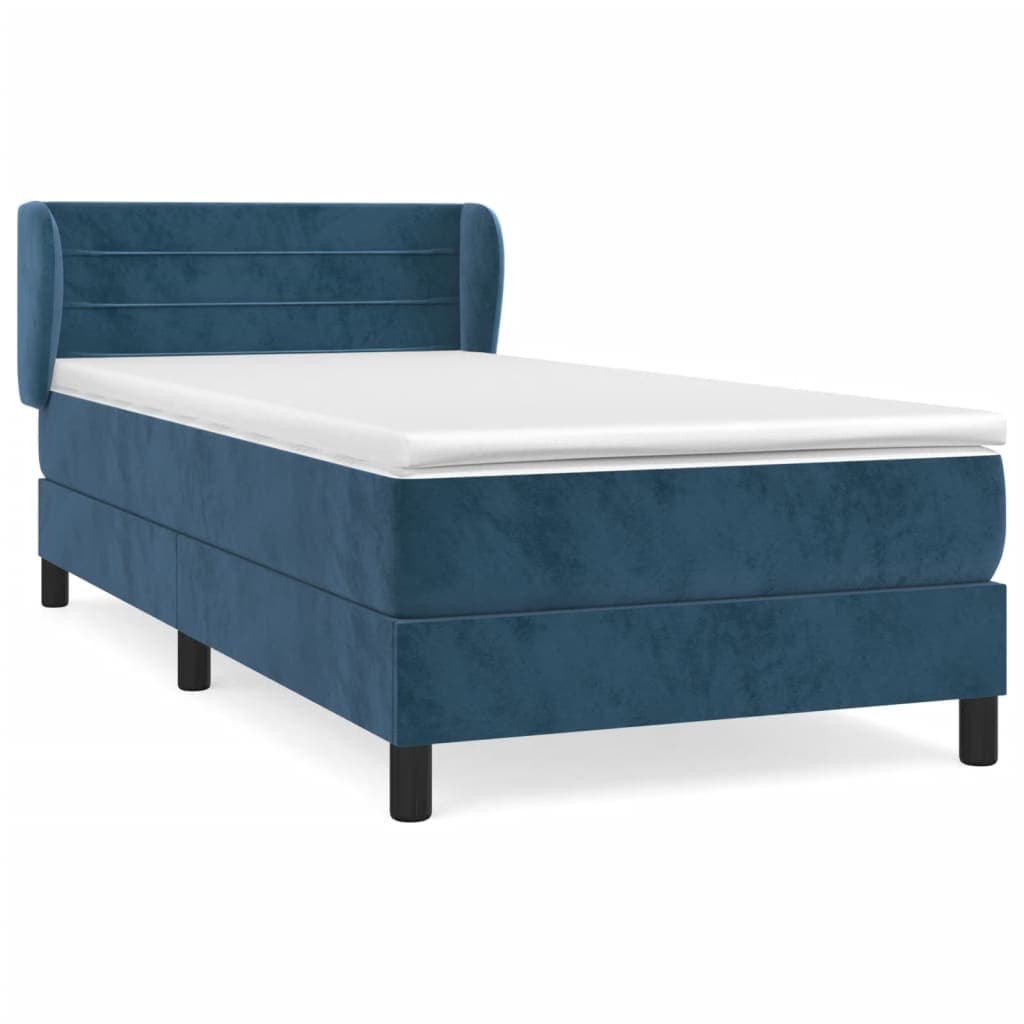 vidaXL Cama com Molas/colchão 90x190 cm Veludo Azul-escuro - 3585415980