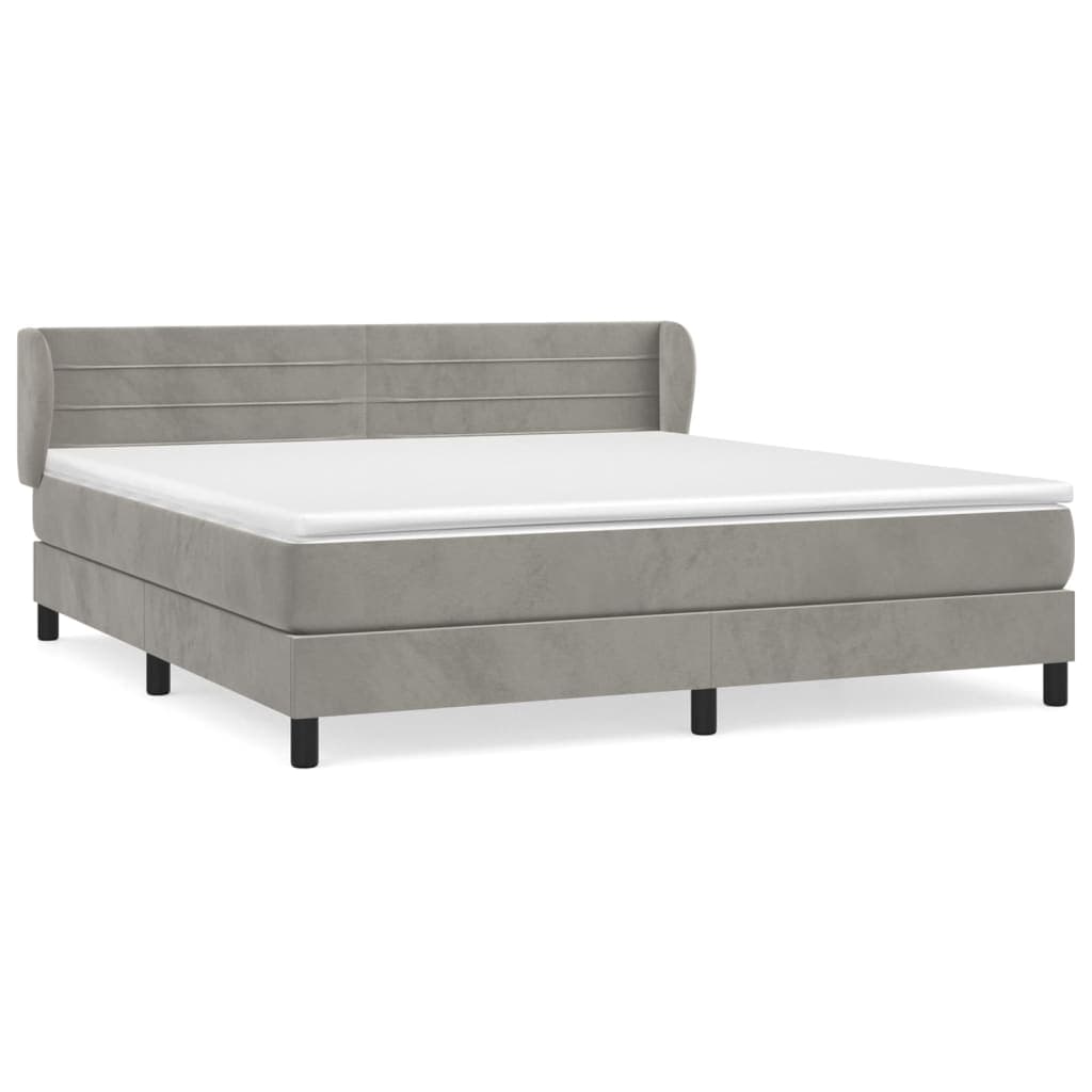 vidaXL Cama com molas/colchão 160x200 cm veludo cinzento-claro