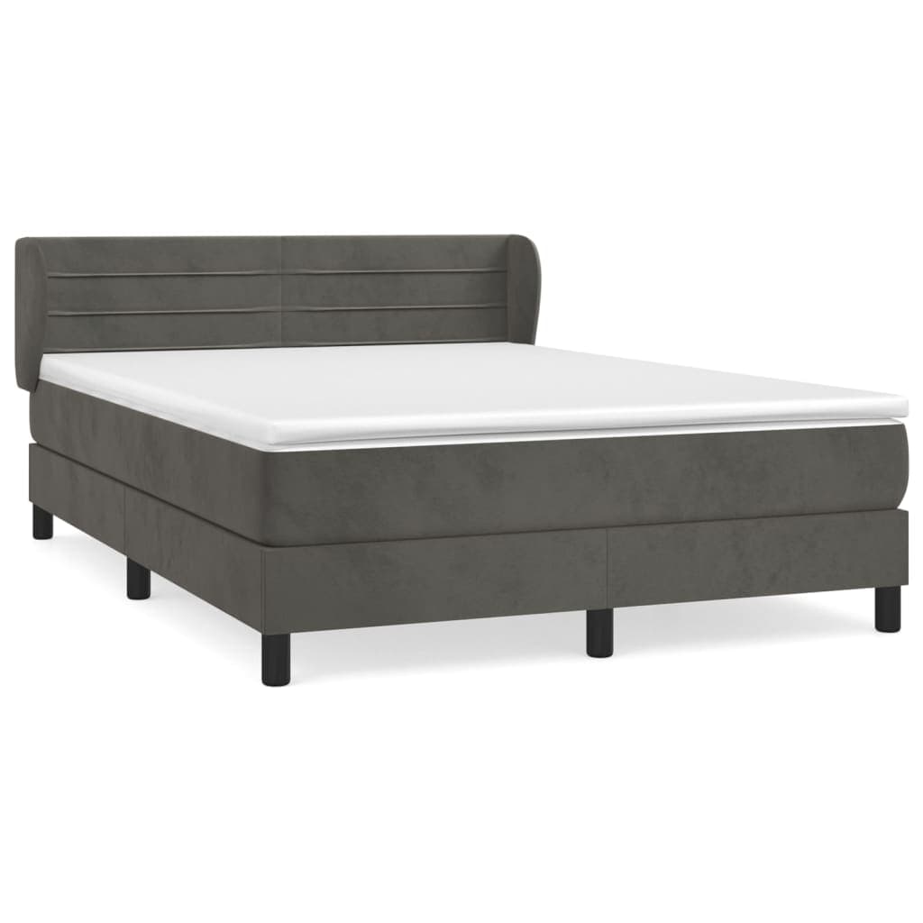 vidaXL Cama com molas/colchão 160x200 cm veludo cinzento-escuro