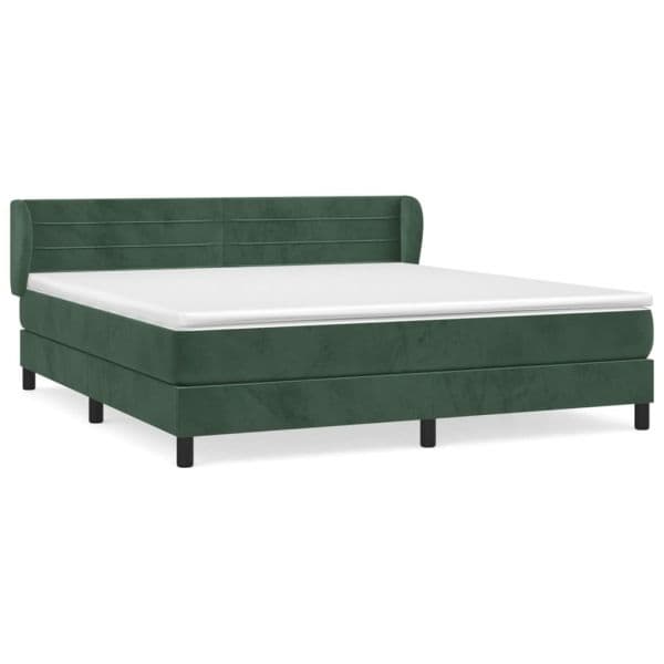 vidaXL Cama com Molas/colchão 160x200 cm Veludo Verde-escuro - 3249744551