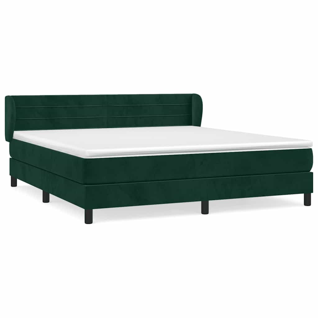 vidaXL Cama com Molas/colchão 160x200 cm Veludo Verde-escuro - 3249744551