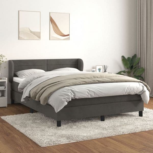 vidaXL Cama com Molas/colchão 180x200 cm Veludo Cinzento-escuro - 3336498878