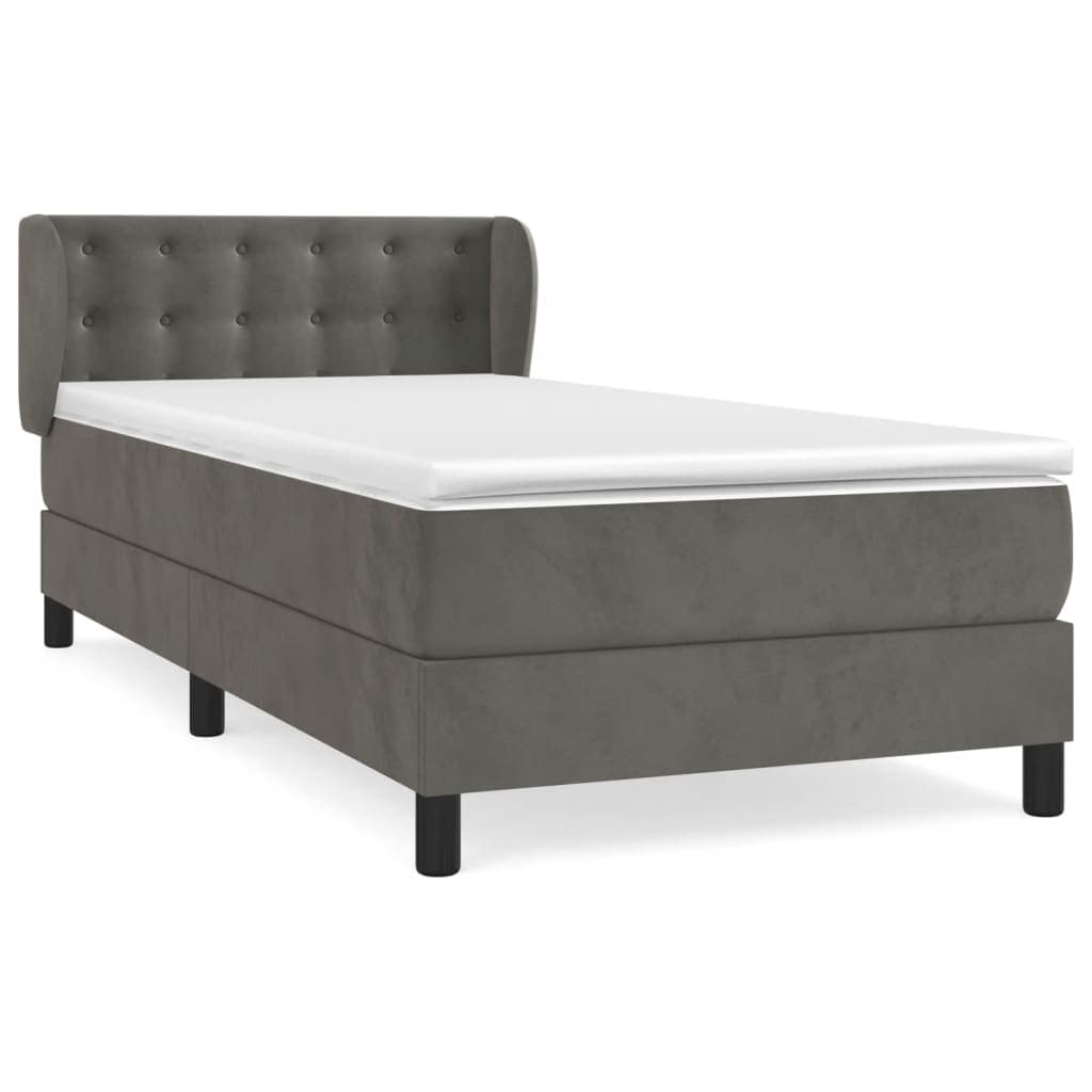 vidaXL Cama com Molas/colchão 80x200 cm Veludo Cinza-escuro - 2763546927