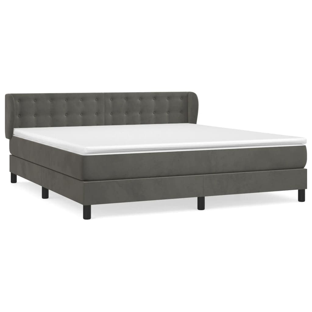 vidaXL Cama com molas/colchão 180x200 cm veludo cinzento-escuro