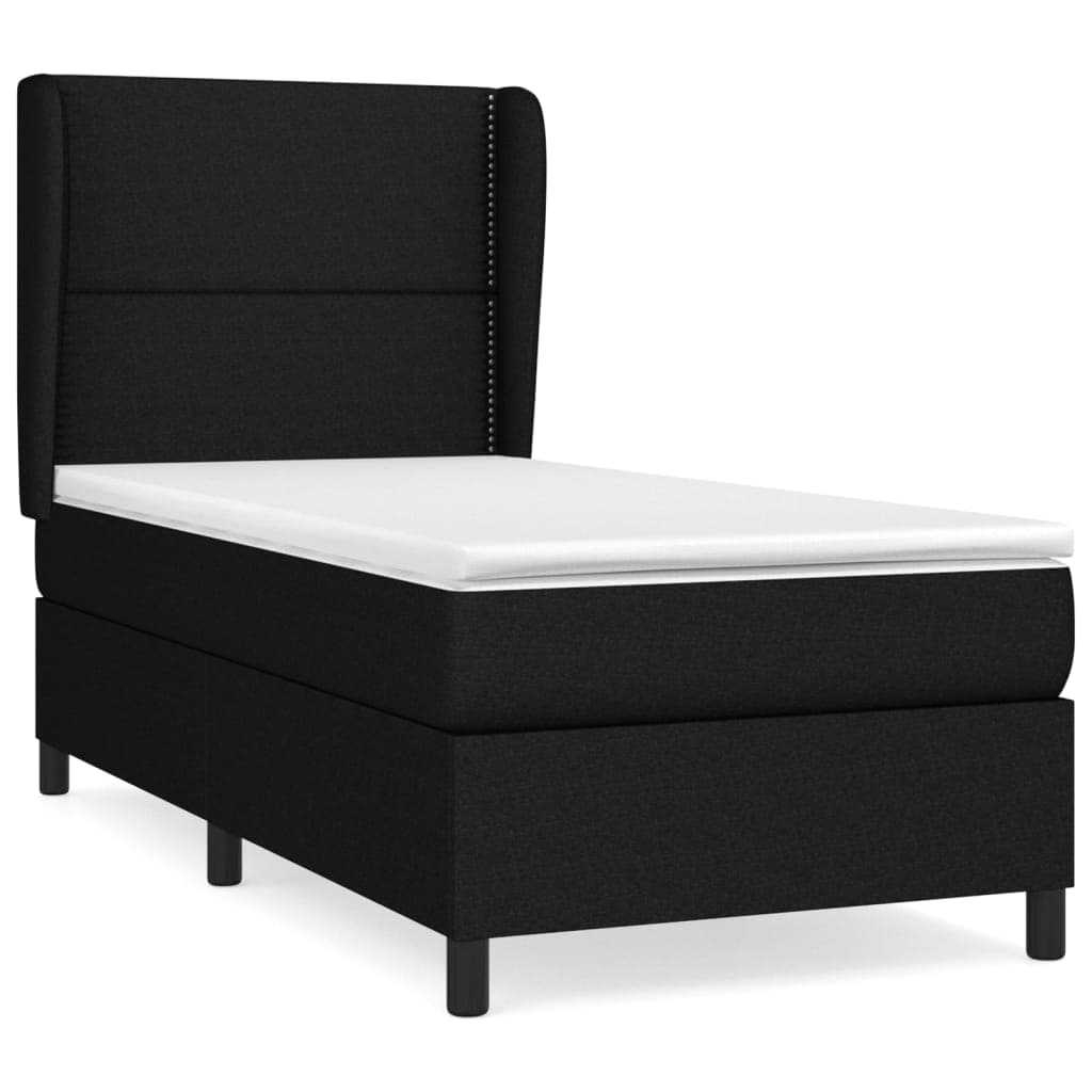 vidaXL Cama com molas/colchão 80x200 cm tecido preto