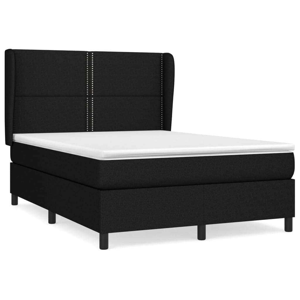 vidaXL Cama com molas/colchão 140x200 cm tecido preto