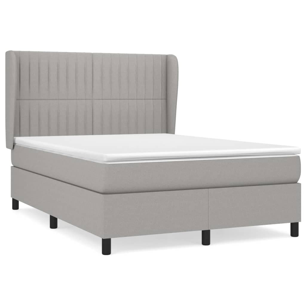 vidaXL Cama com molas/colchão 140x200 cm tecido cinzento-claro