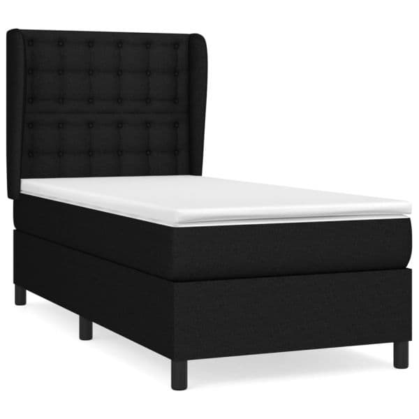 vidaXL Cama com Molas/colchão 90x190 cm Tecido Preto - 3737369209
