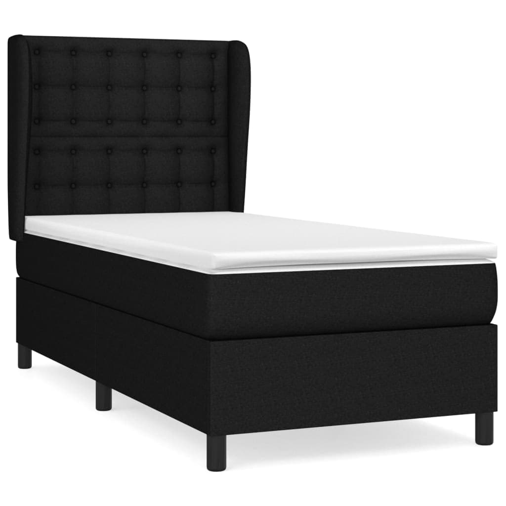 vidaXL Cama com Molas/colchão 90x190 cm Tecido Preto - 3737369209
