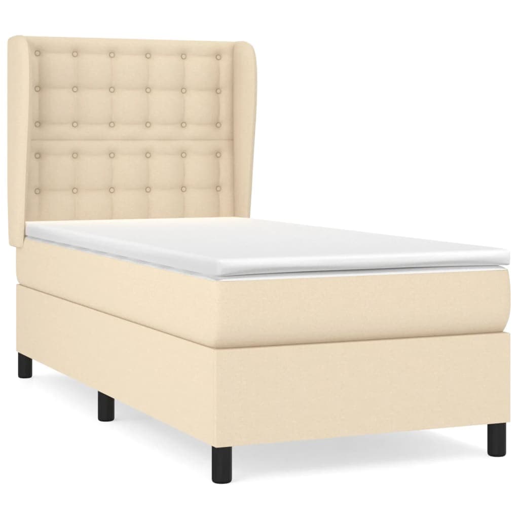 vidaXL Cama com molas/colchão 90x200 cm tecido cor crème