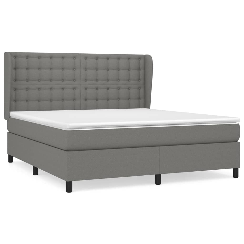 vidaXL Cama com Molas/colchão 160x200 cm Tecido Cinzento-escuro - 4066678158