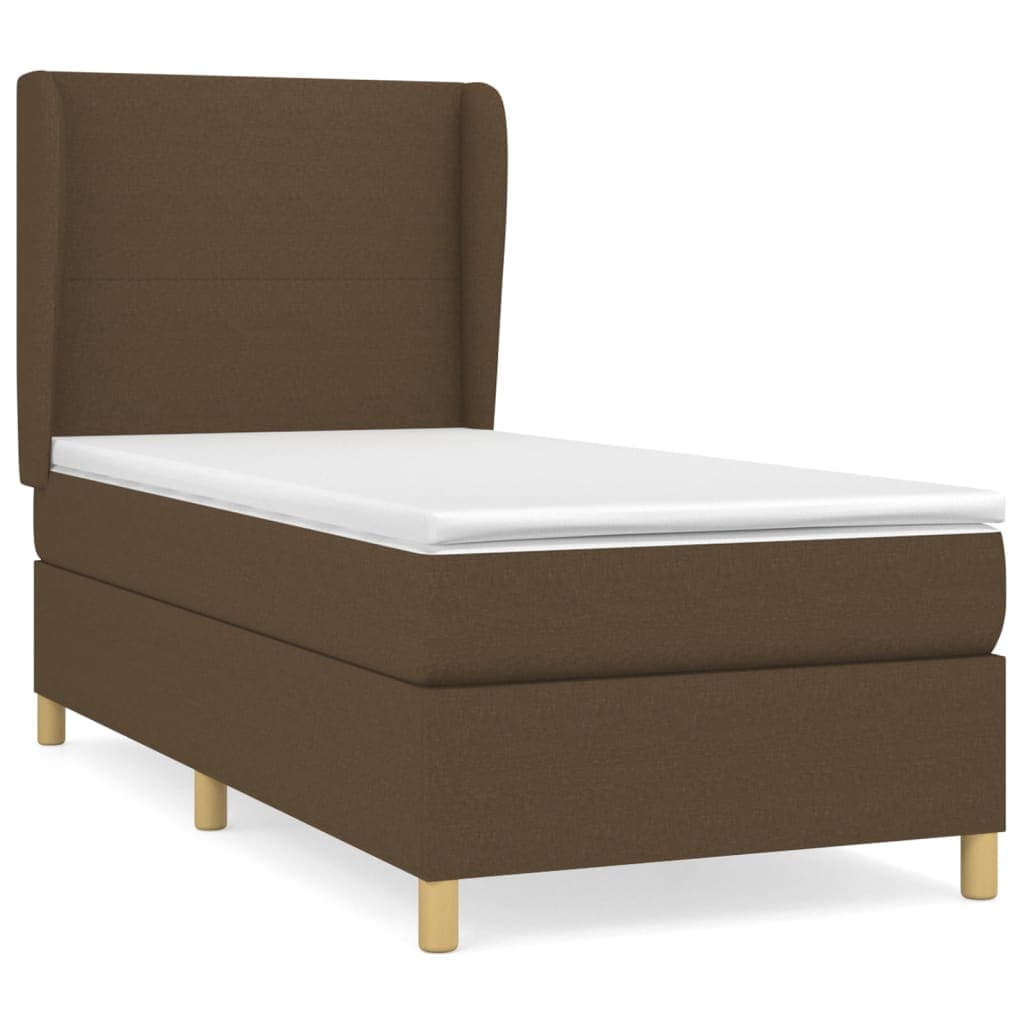 vidaXL Cama com Molas/colchão 90x190 cm Tecido Castanho-escuro - 434399833