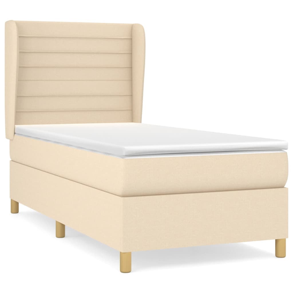 vidaXL Cama com molas/colchão 80x200 cm tecido cor crème
