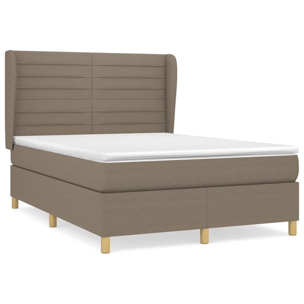 vidaXL Cama com Molas/colchão 140x200 cm Tecido Castanho-acinzentado - 1511979686
