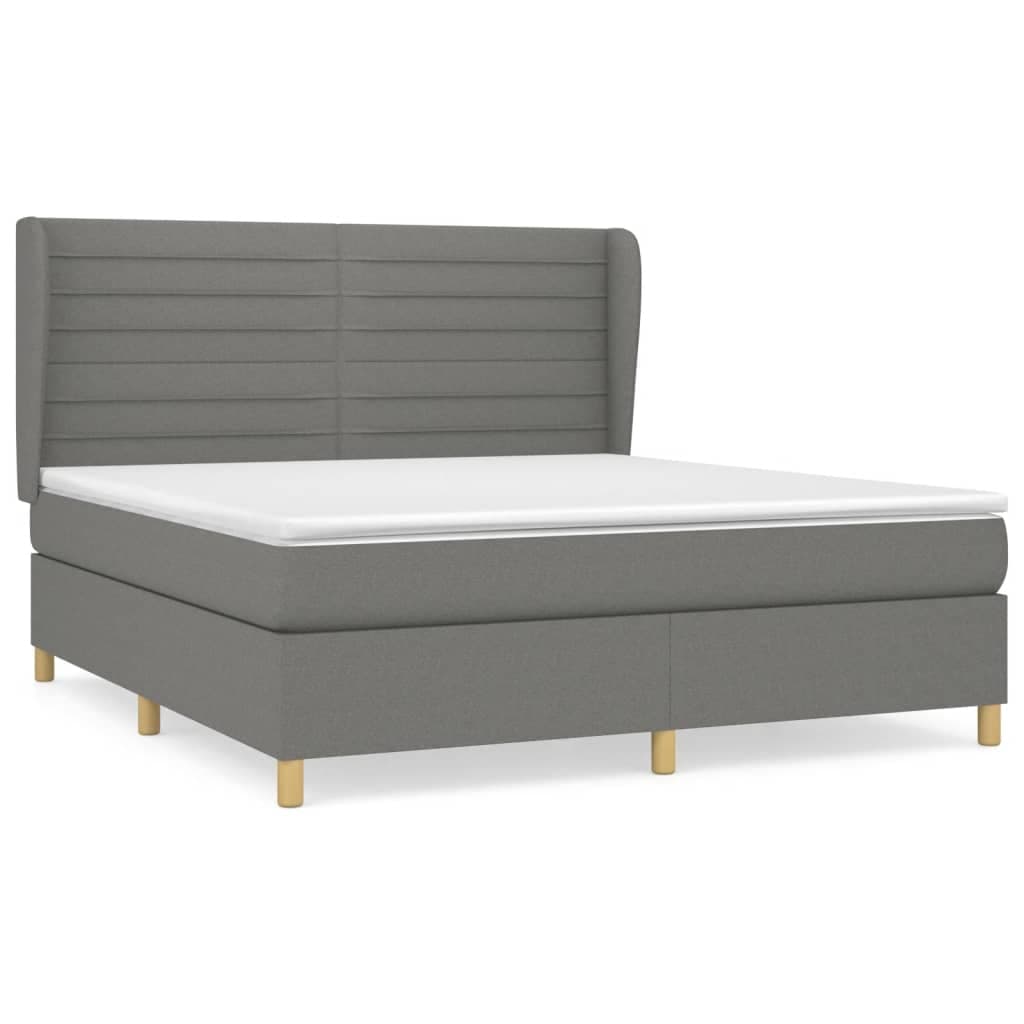 vidaXL Cama com molas/colchão 160x200 cm tecido cinzento-escuro