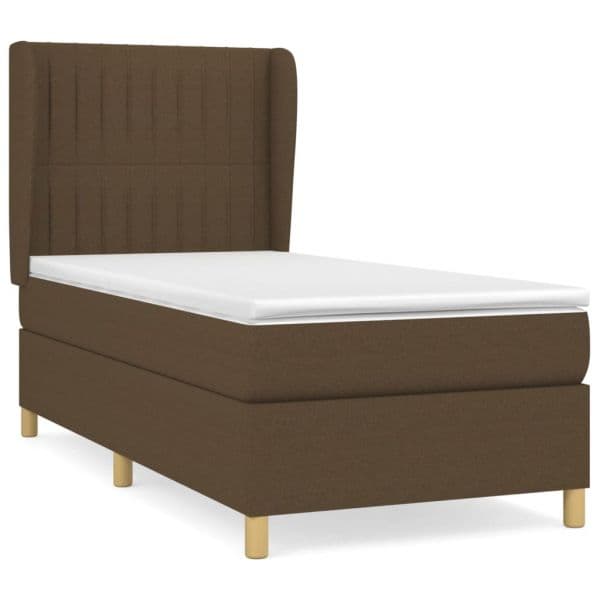 vidaXL Cama com Molas/colchão 90x200 cm Tecido Castanho-escuro - 3084260210