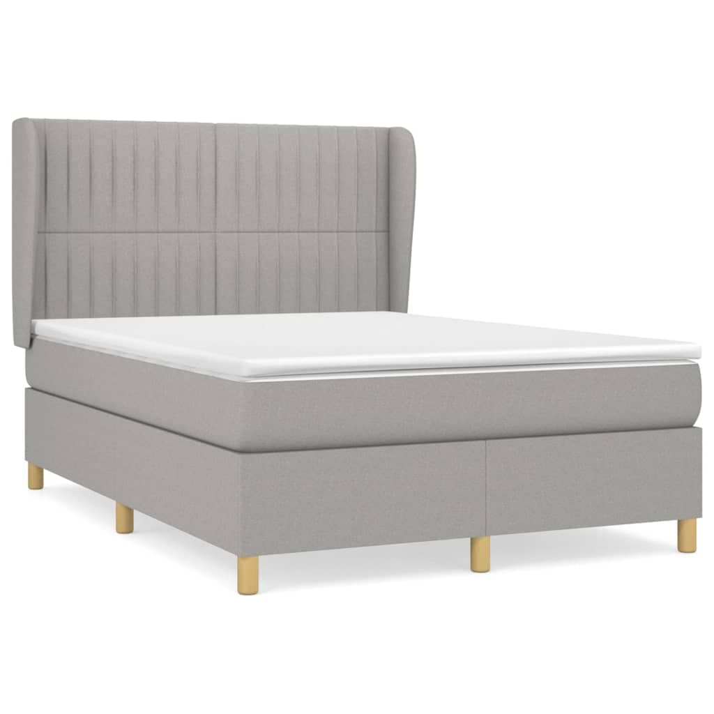 vidaXL Cama com molas/colchão 140x190 cm tecido cinzento-claro