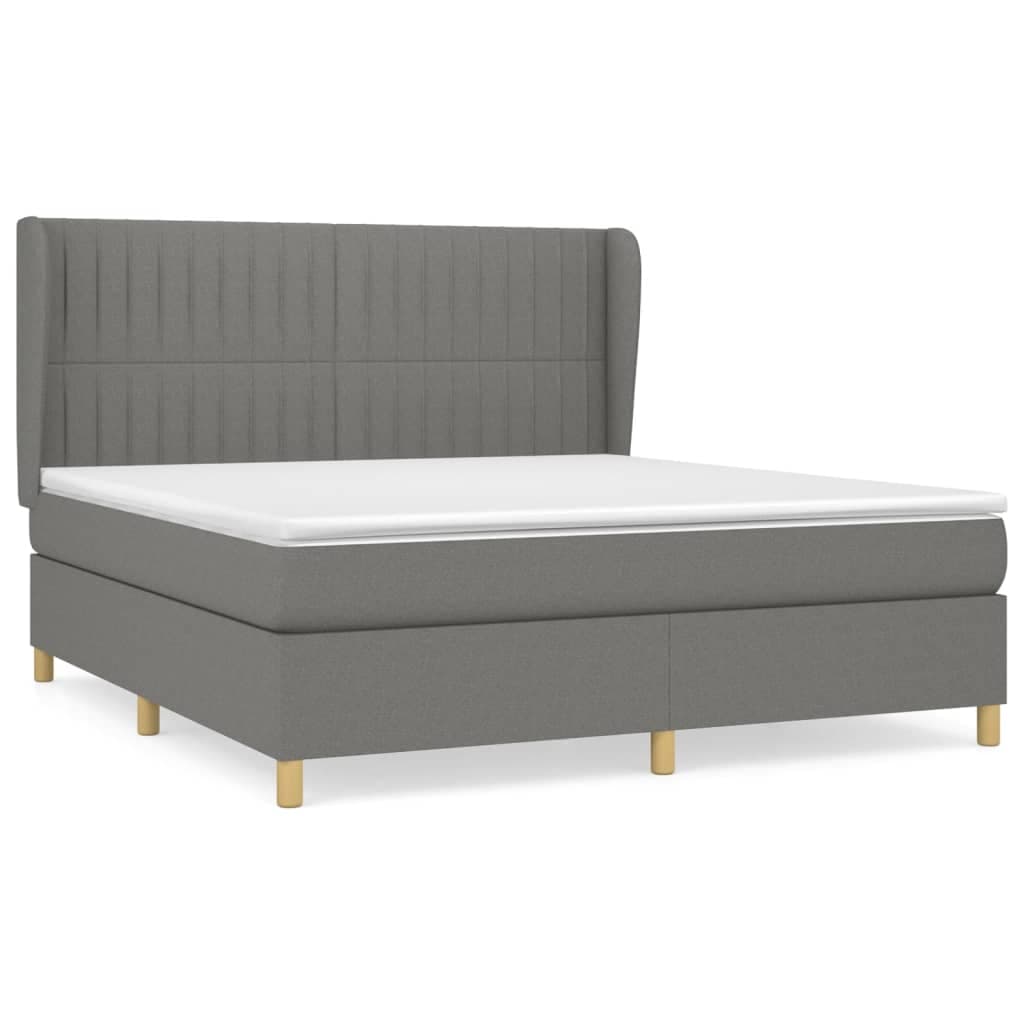 vidaXL Cama com molas/colchão 160x200 cm tecido cinzento-escuro