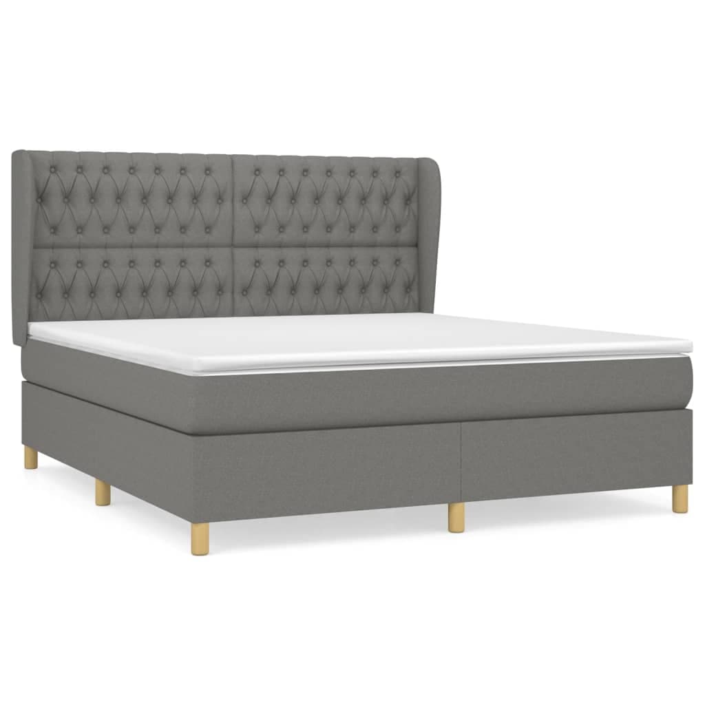 vidaXL Cama com molas/colchão 180x200 cm tecido cinzento-escuro