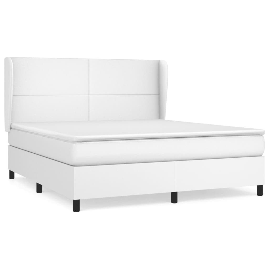 vidaXL Cama com molas/colchão 160x200 cm couro artificial branco