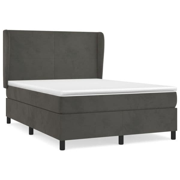 vidaXL Cama com Molas/colchão 140x190 cm Veludo Cinzento-escuro - 1508989935