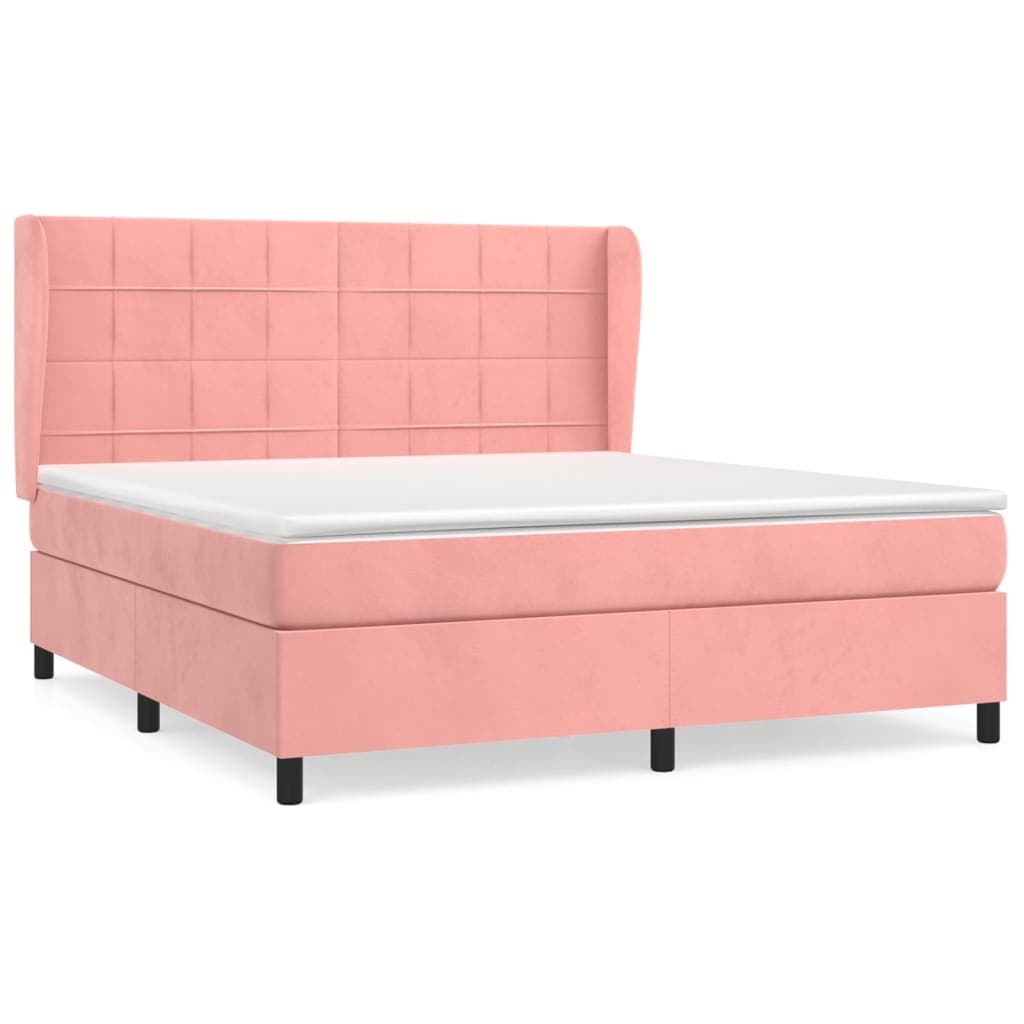 vidaXL Cama com molas/colchão 180x200 cm veludo rosa