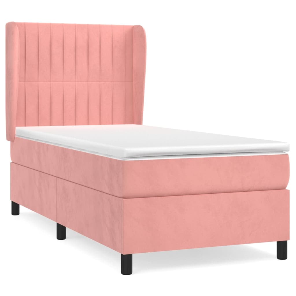 vidaXL Cama com molas/colchão 80x200 cm veludo rosa