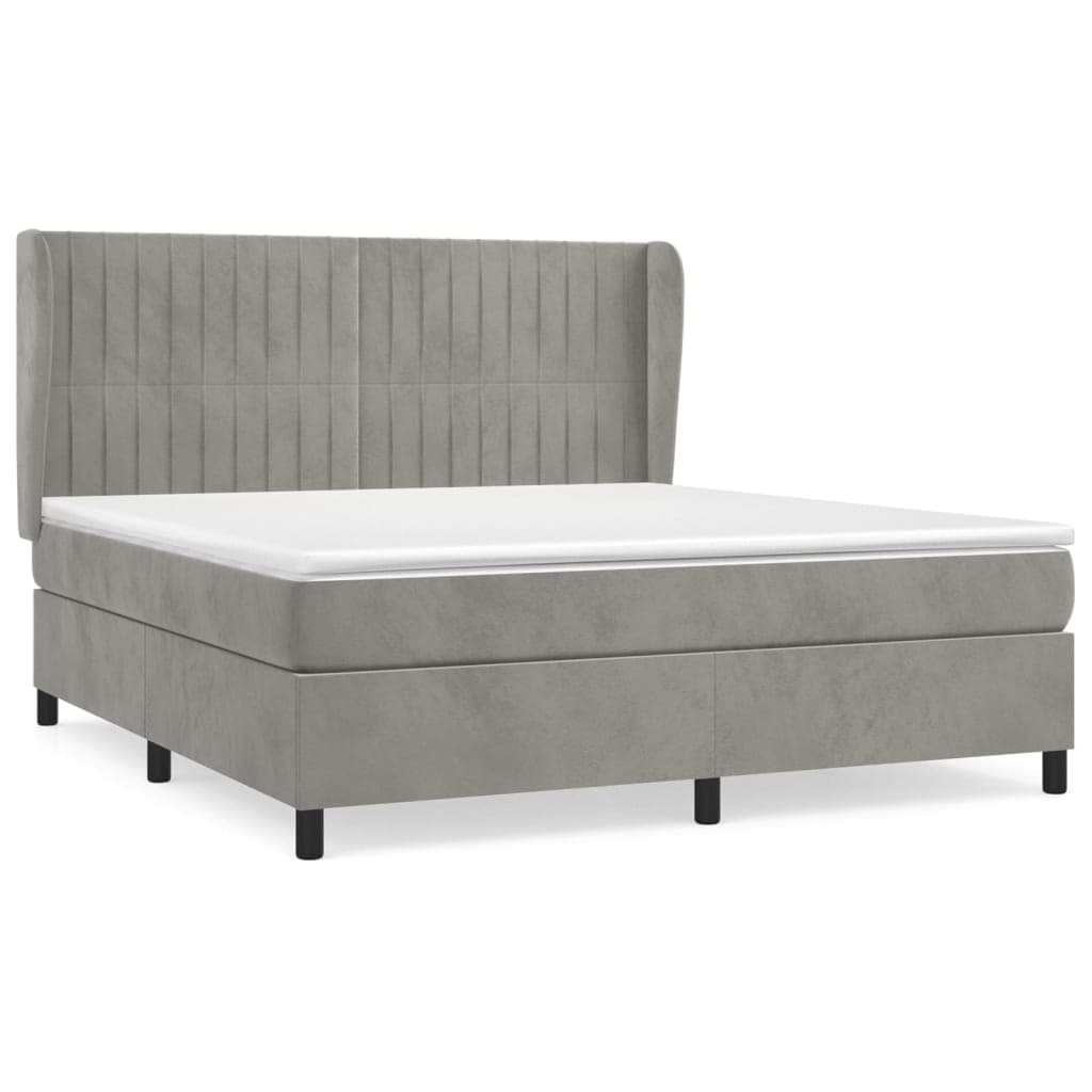 vidaXL Cama com Molas/colchão 180x200 cm Veludo Cinzento-claro - 2310264327
