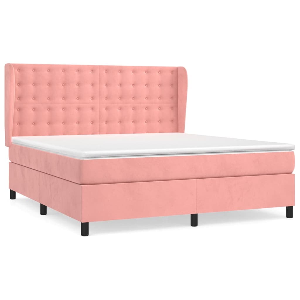 vidaXL Cama com molas/colchão 180x200 cm veludo rosa