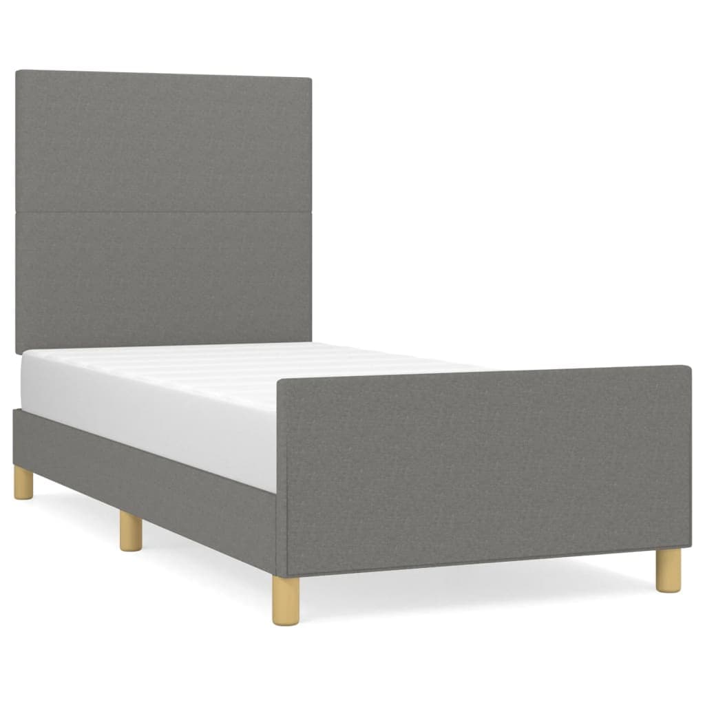 vidaXL Estrutura de cama sem colchão 80x200 cm tecido cinzento-escuro