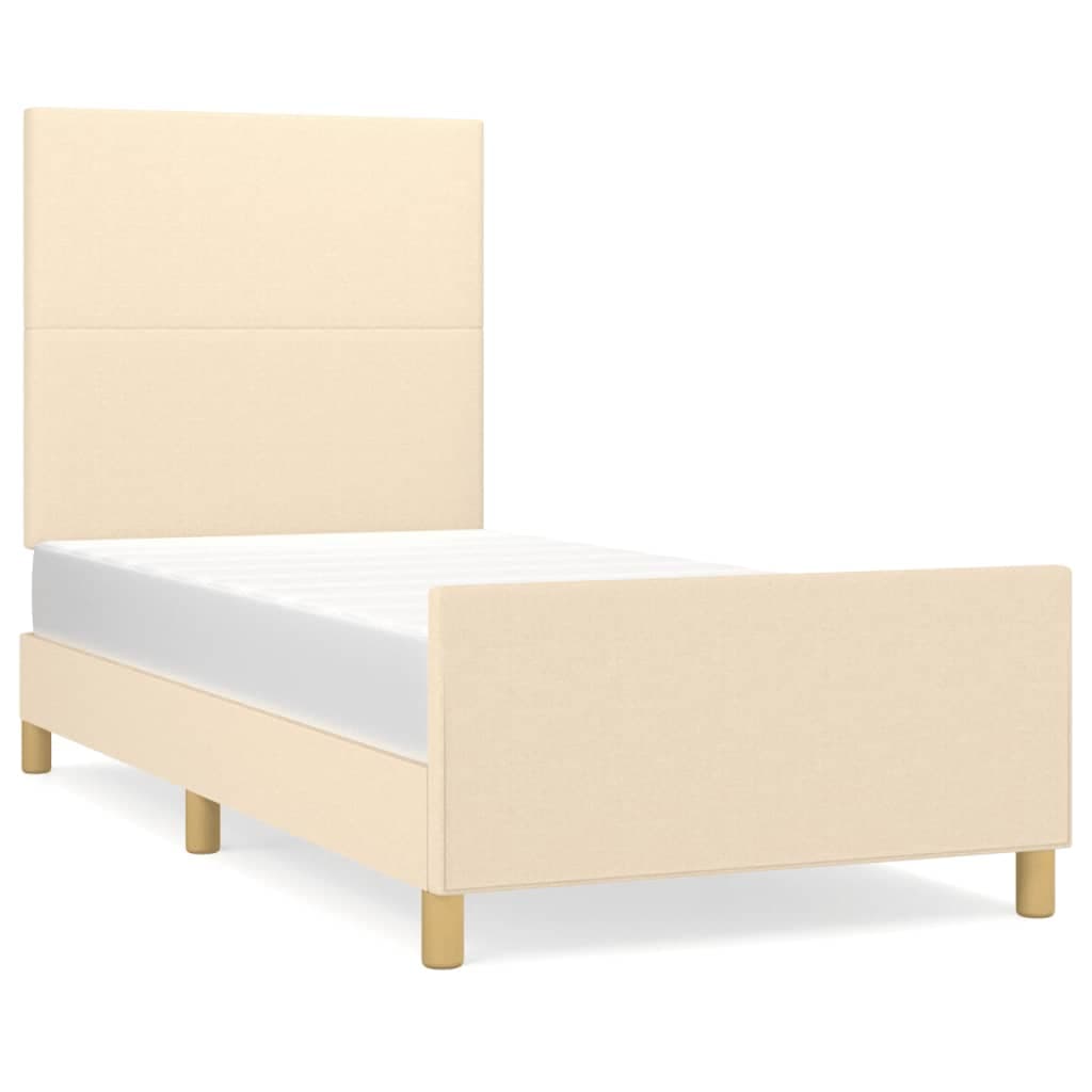 vidaXL Estrutura de cama sem colchão 90x190 cm tecido creme