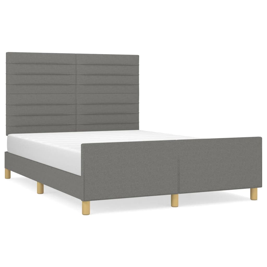 vidaXL Estrutura de cama sem colchão 140x200 cm tecido cinzento-escuro