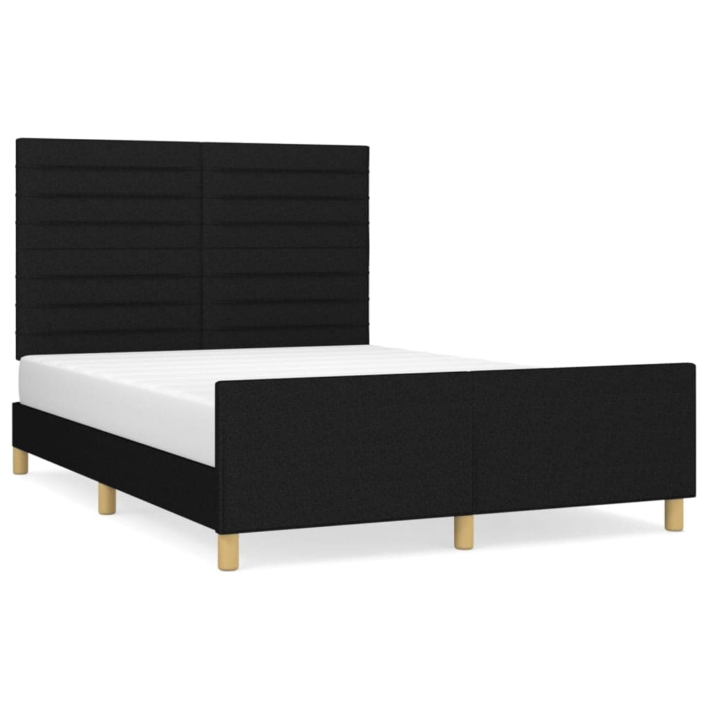 vidaXL Estrutura de Cama com Cabeceira 140x200 cm Tecido Preto - 2961918302