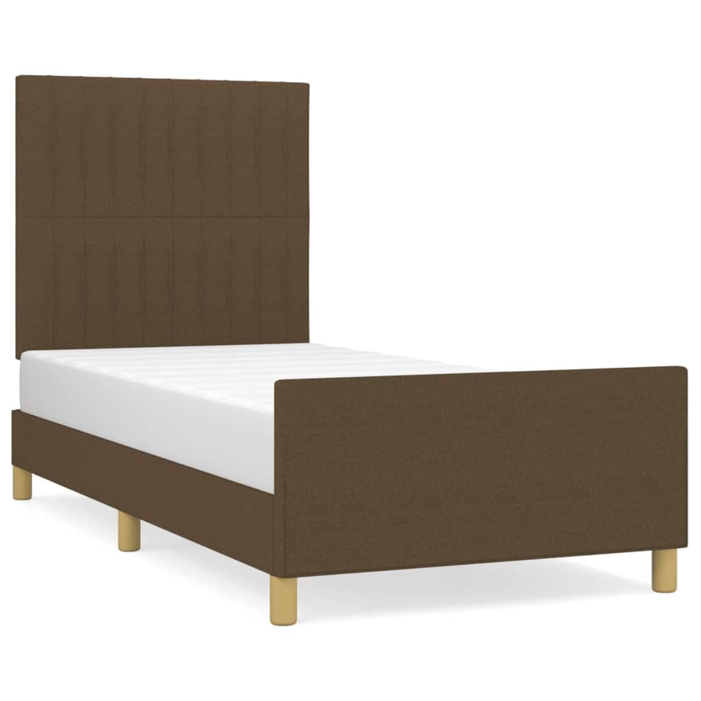 vidaXL Estrutura de cama sem colchão 90x190 cm tecido castanho-escuro