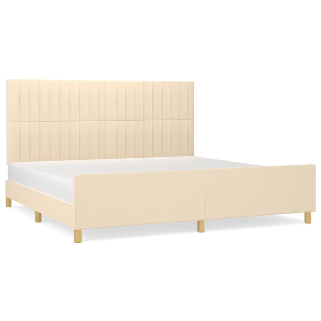 Estrutura de Cama com Cabeceira 200x200 cm Tecido Cor Creme - 3125248