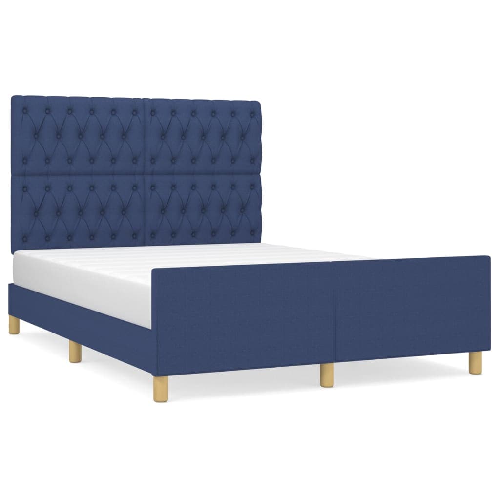vidaXL Estrutura de cama sem colchão 140x200 cm tecido azul